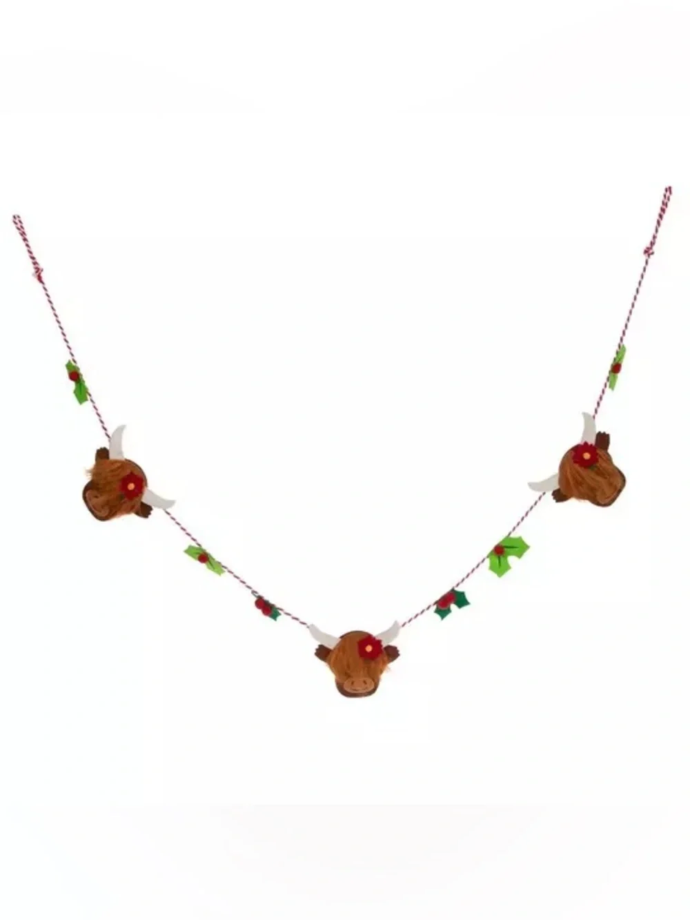 (2) Cow & Holly Fabric Garland
